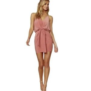 Misa Los Angeles Domino Mini Dress In Apricot Size Medium Draped Y2K Dance